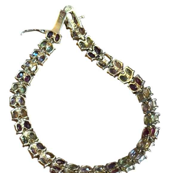 Multicolor Gemstone DBJ Sterling silver 925 gold plt Bracelet peridot garnet - Picture 6 of 7